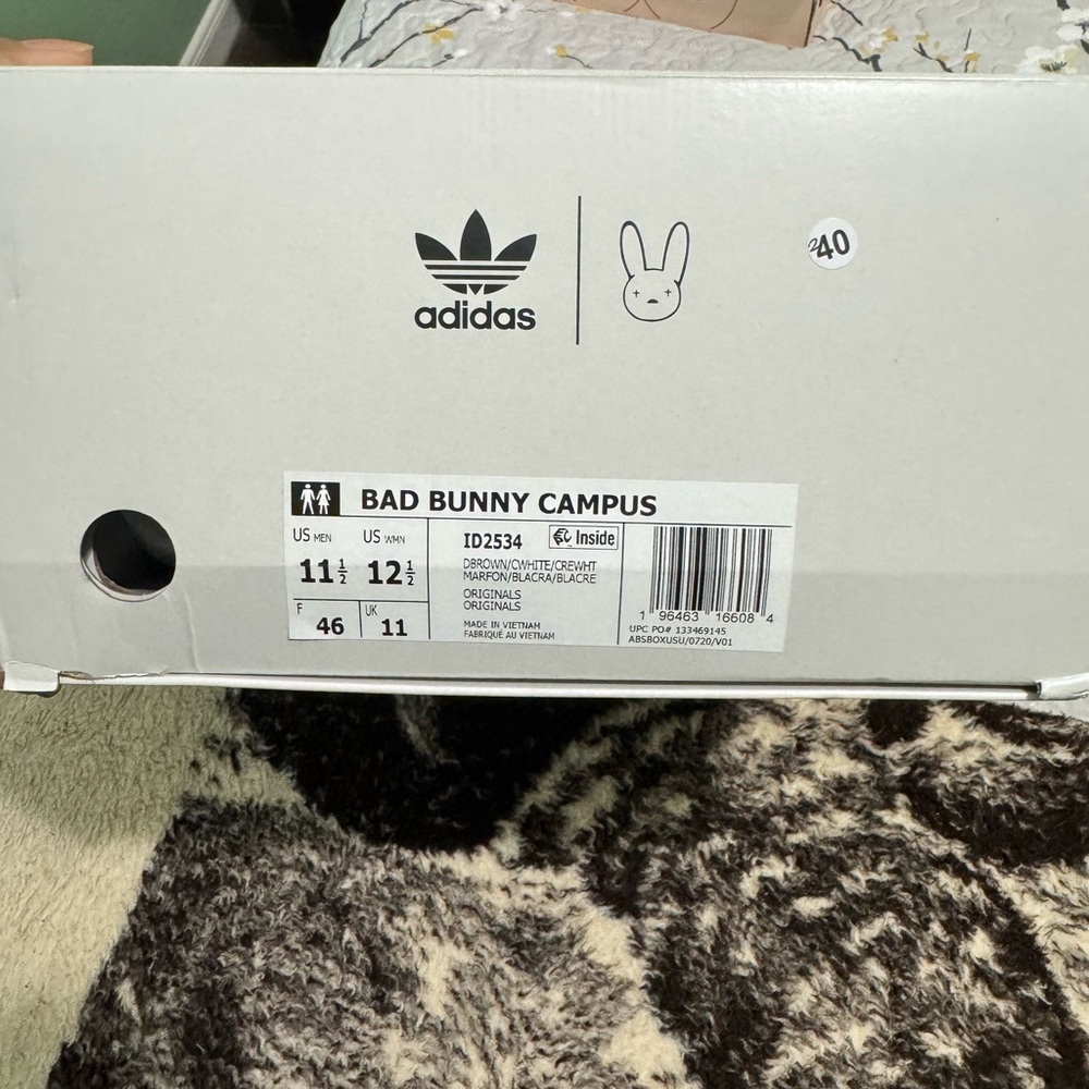 Adidas Bad Bunny Campus Shoes - White/Dark gray